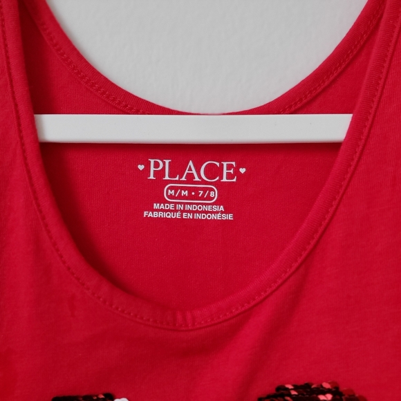 THE CHILDREN’S PLACE Red White Blue Sequined Flag Short Jumpsuit Girls 7/8 M - Picture 6 of 9